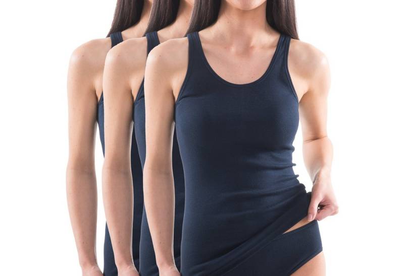 HERMKO Achselhemd 1310 3er Pack Damen Tank Top aus 100% Bio-Baumwolle von HERMKO