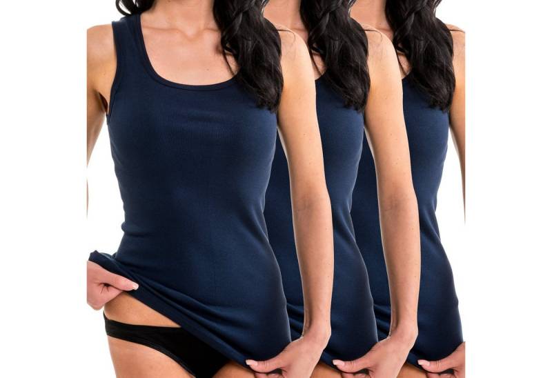 HERMKO Achseltop 1325 3er Pack Damen Longshirt aus 100% Bio-Baumwolle Achseltop von HERMKO