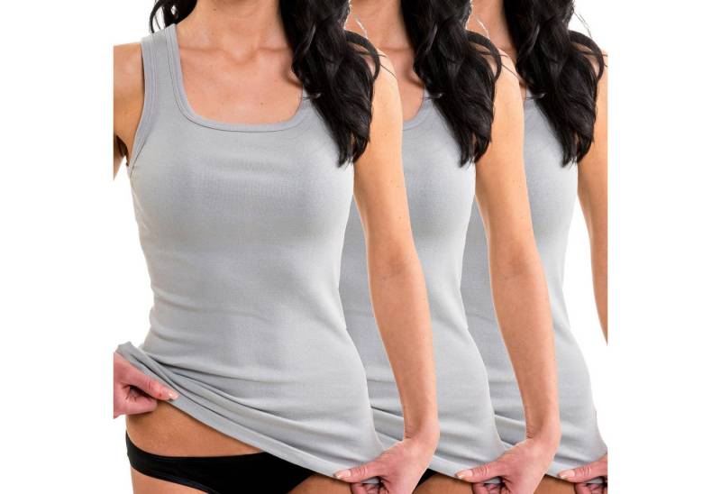 HERMKO Achseltop 1325 3er Pack Damen Longshirt aus 100% Bio-Baumwolle Achseltop von HERMKO