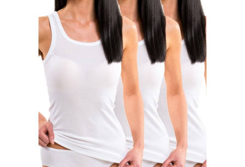 HERMKO Achseltop 1325 3er Pack Damen Longshirt aus 100% Bio-Baumwolle Achseltop von HERMKO