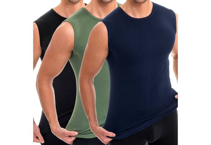 HERMKO Achseltop 3040 3er Pack Herren Tank Top Unterhemd mit Rundhals-Ausschnitt von HERMKO