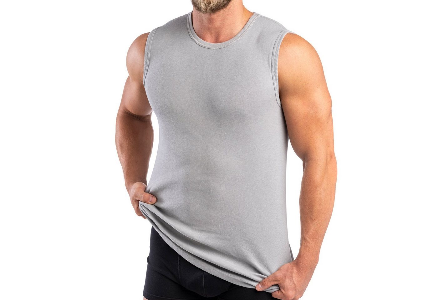 HERMKO Achseltop 3040 Herren Muskelshirt aus 100% Biobaumwolle, Unterhemd Vest Rundhals von HERMKO