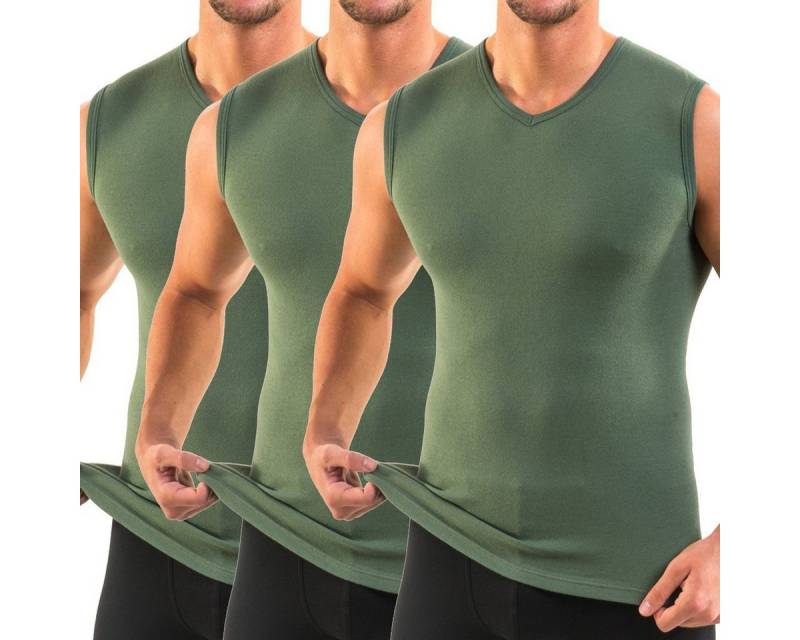 HERMKO Achseltop 3050 3er Pack Herren Muskelshirt V-Ausschnitt aus 100% Bio-Baumwolle von HERMKO