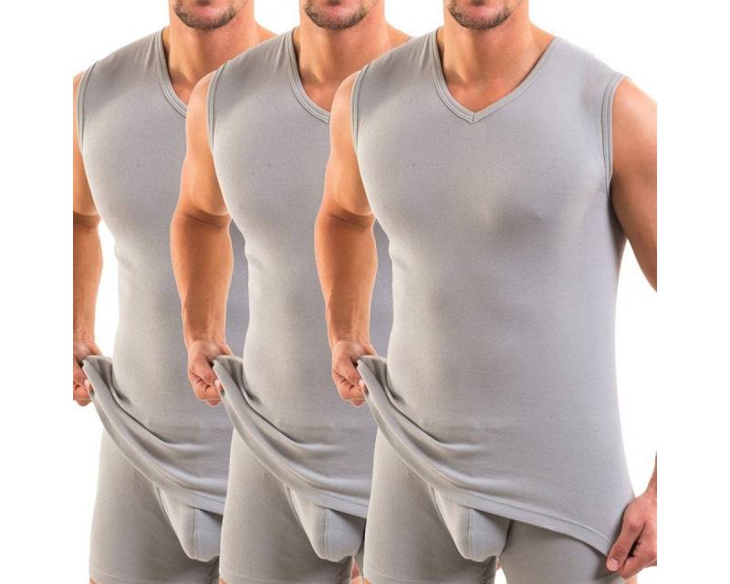 HERMKO Achseltop 3050 3er Pack Herren Muskelshirt V-Ausschnitt aus 100% Bio-Baumwolle von HERMKO