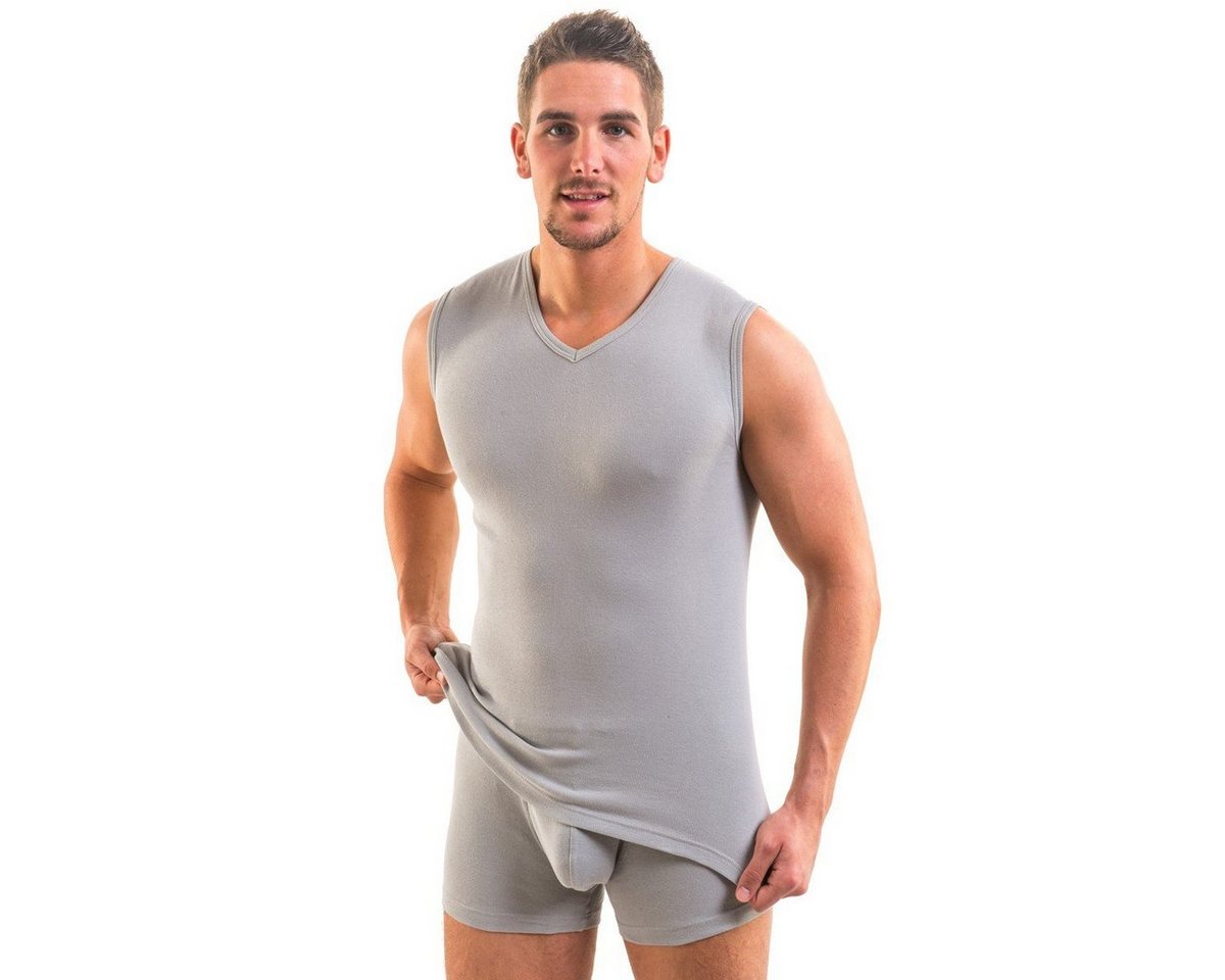 HERMKO Achseltop 3050 Herren Muskelshirt V-Neck aus 100% Bio-Baumwolle Vest Unterhemd von HERMKO