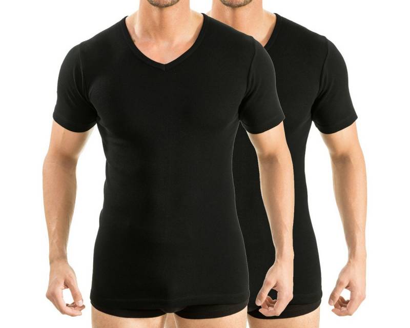 HERMKO Funktionsunterhemd 64880 2er Pack Herren kurzarm Funktionsshirt mit V-Neck von HERMKO