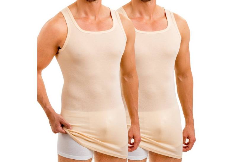 HERMKO Unterhemd 16027 2er Pack Herren extralanges Unterhemd aus Baumwolle / Modal von HERMKO