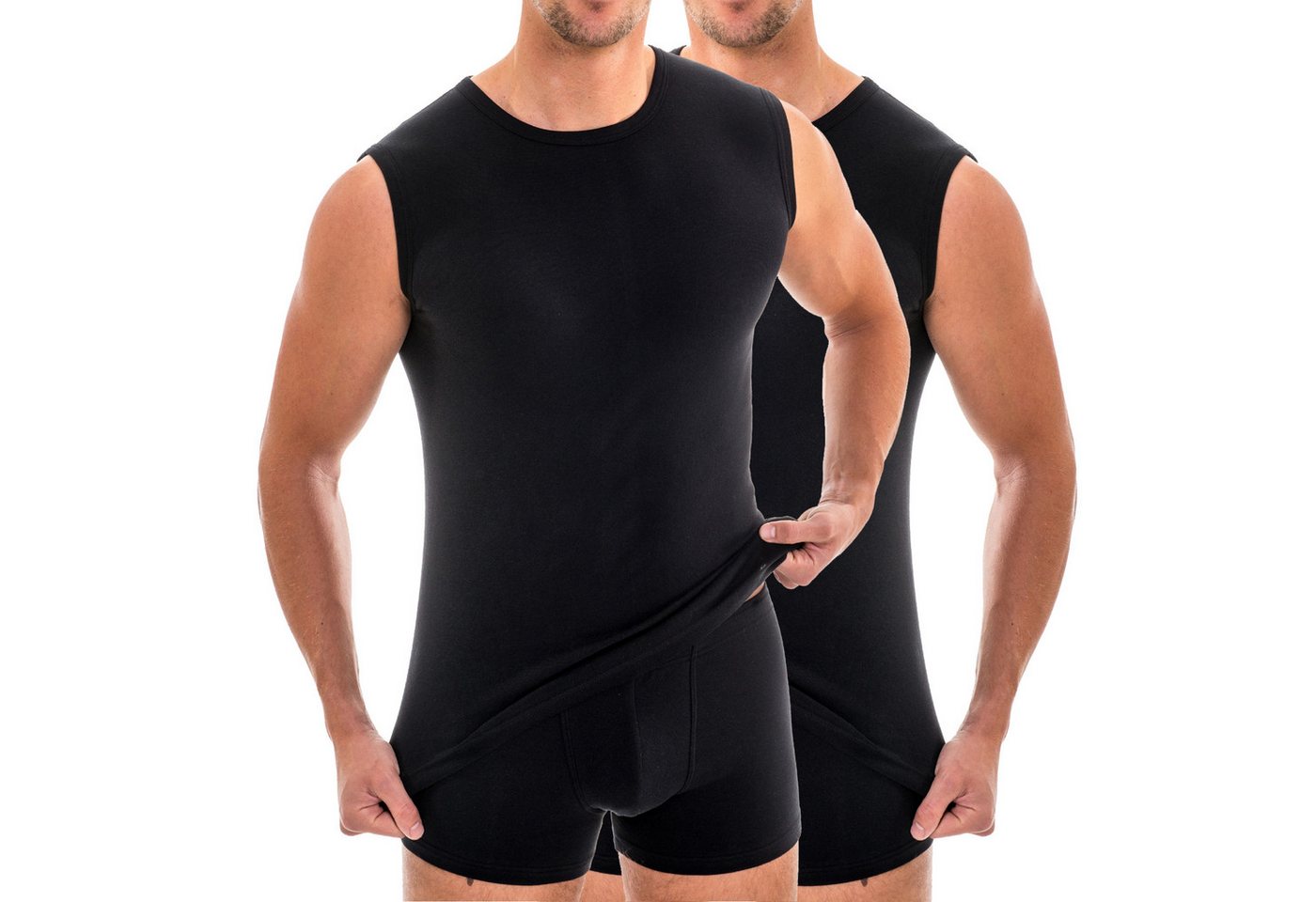 HERMKO Unterhemd 16040 2er Pack Herren Muskelshirts mit Rundhals, Unterhemd mit Modal von HERMKO