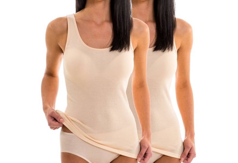 HERMKO Unterhemd 17310 2er Pack Damen Tank Top aus Baumwolle / Modal von HERMKO