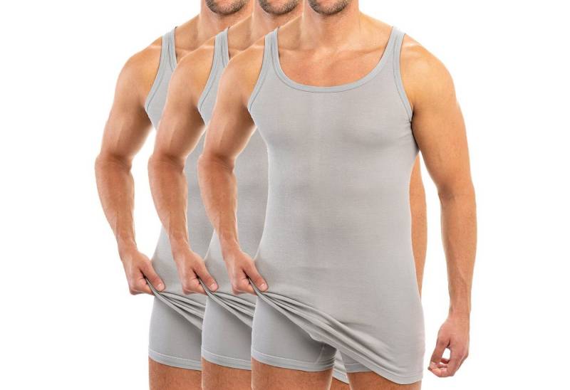 HERMKO Unterhemd 3007 3er Pack extralanges Herren Unterhemd (10 cm) 100% Bio-Baumwolle von HERMKO