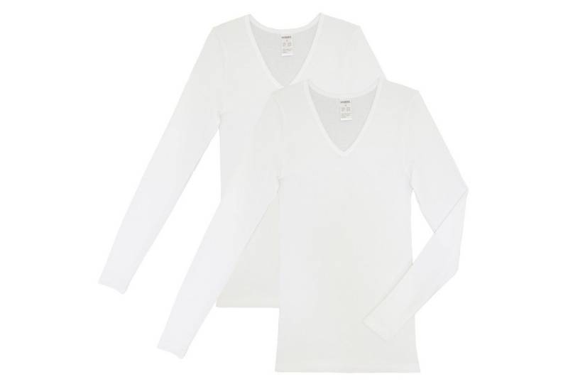 HERMKO Unterhemd 13680 2er Pack Damen langarm Unterhemd mit V-Ausschnitt von HERMKO