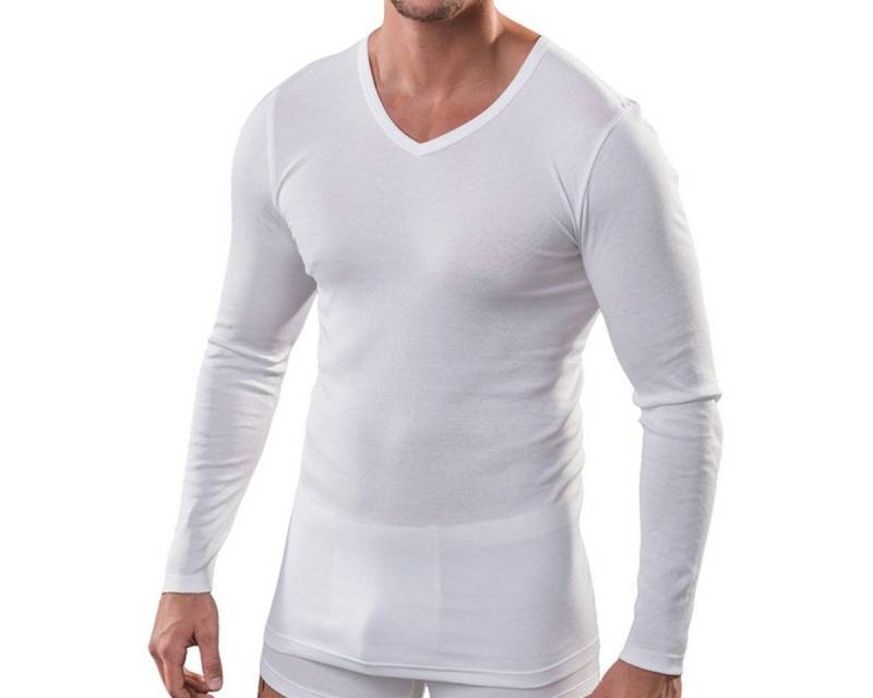 HERMKO Unterziehshirt 164680 Herren langarm Shirt mit V-Ausschnitt aus Baumwolle / Modal von HERMKO