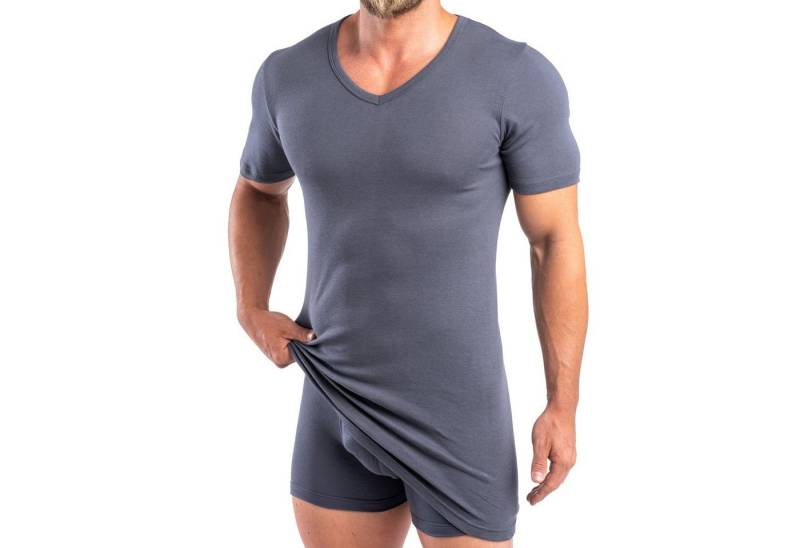 HERMKO Unterziehshirt 164887 2er Pack Extralanges Herren Shirt mit V-Ausschnitt mit Modal von HERMKO