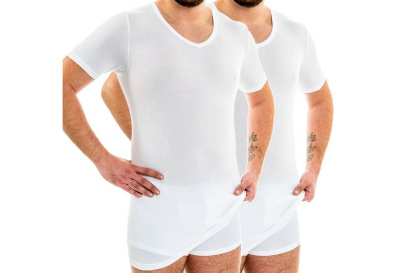 HERMKO Unterziehshirt 164887 2er Pack Extralanges Herren Shirt mit V-Ausschnitt mit Modal von HERMKO