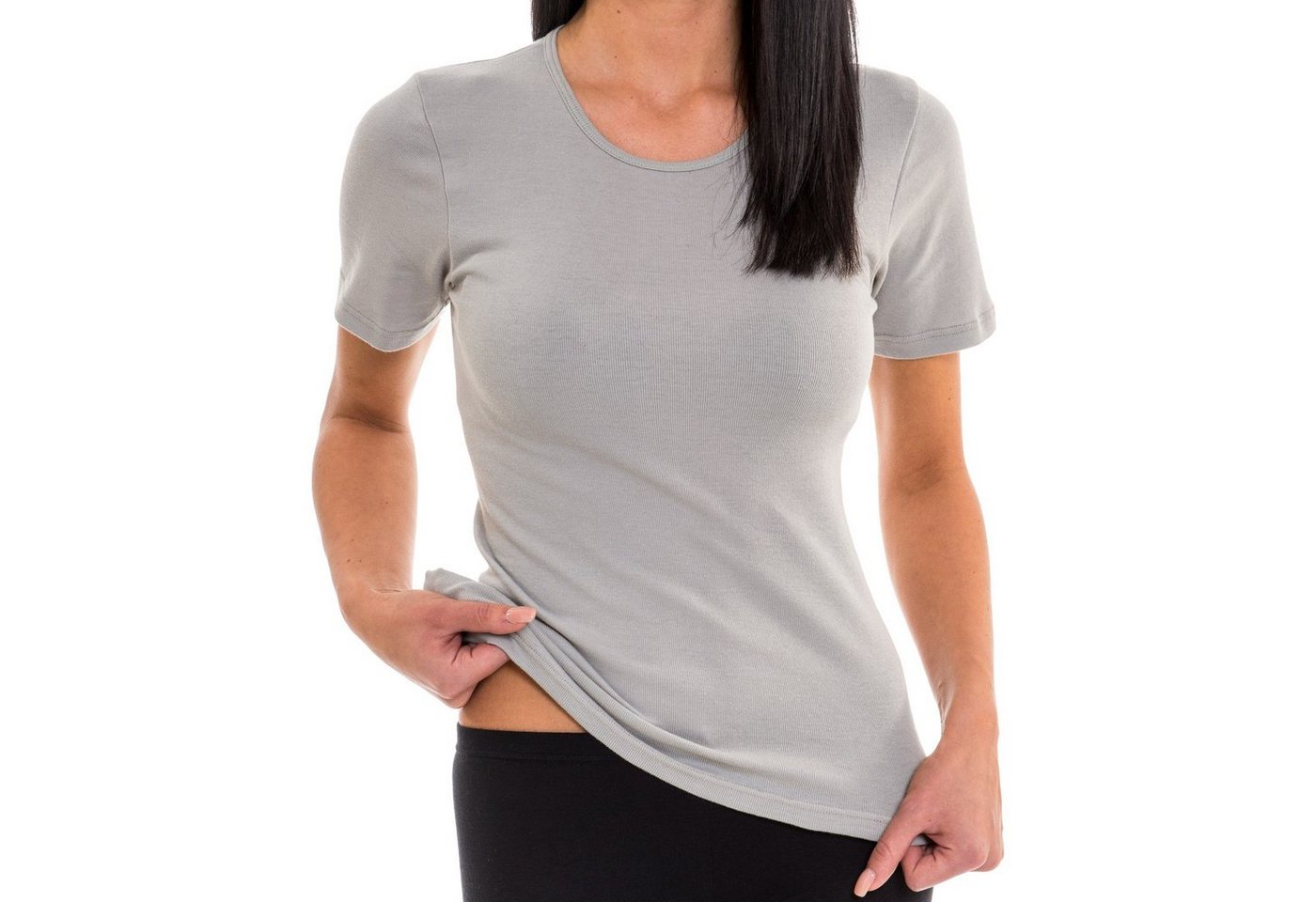 HERMKO Unterziehshirt Damen kurzarm Shirt mit Rundhals-Ausschnitt aus 100% Bio-Baumwolle von HERMKO