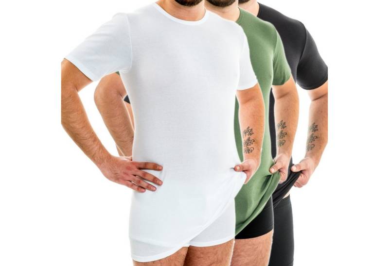 HERMKO Unterziehshirt 3847 3er Pack Herren extralanges kurzarm Shirt aus 100% Bio-Baumwolle von HERMKO