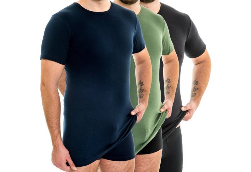 HERMKO Unterziehshirt 3847 3er Pack Herren extralanges kurzarm Shirt aus 100% Bio-Baumwolle von HERMKO