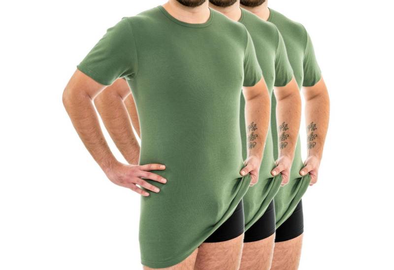 HERMKO Unterziehshirt 3847 3er Pack Herren extralanges kurzarm Shirt aus 100% Bio-Baumwolle von HERMKO