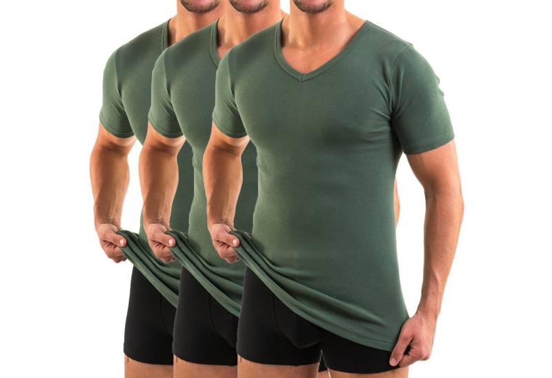HERMKO Unterziehshirt 4880 3er Pack Herren kurzarm Business Shirt V-Neck 100% Bio-Baumwolle von HERMKO
