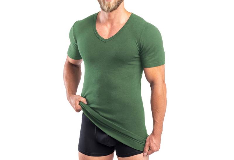 HERMKO Unterziehshirt 488710 Extralanges Herren kurzarm Shirt +6 cm V-Neck mit Bundabschluss von HERMKO