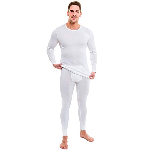 HERMKO 33301 Herren Set - Langarm Shirt + Lange Unterhose aus 100% Bio-Baumwolle (Feinripp/glatt), Größe:D 10 = EU 4XL, Farbe:weiß von HERMKO