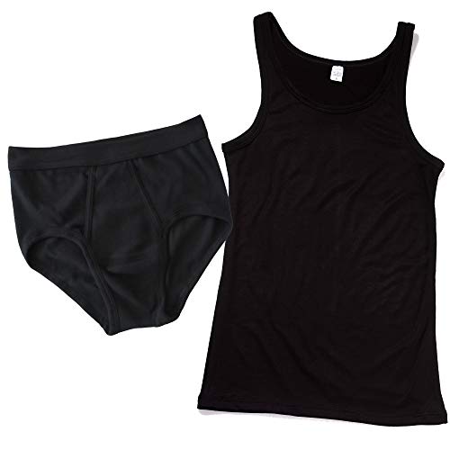 HERMKO 33302 Herren Unterwäsche Set - Klassisches Tank Top + Slip mit Eingriff aus 100% Bio-Baumwolle, Größe:D 7 = EU XL, Farbe:schwarz von HERMKO