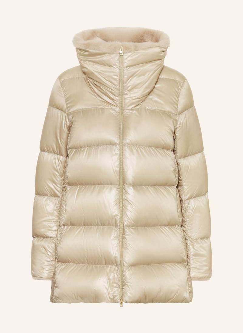 Herno Daunenmantel Mit Kunstfell beige von HERNO