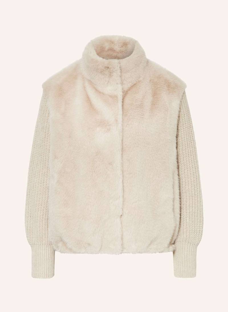 Herno Jacke Im Materialmix Mit Kunstpelz grau von HERNO