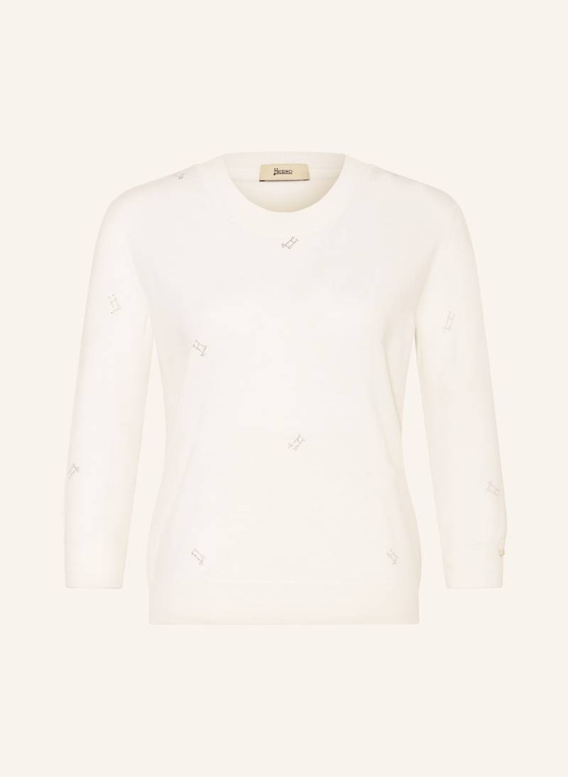 Herno Pullover Mit Schmucksteinen Und 3/4-Arm weiss von HERNO
