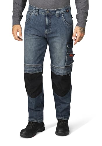 HERO BY JOHN MEDOOX Calgary Denim PRO Workwear Herren Arbeits-cargojeans Regular Fit Denim/Jeans clean wash konisches Bein lang von HERO BY JOHN MEDOOX