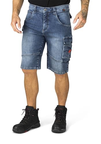 HERO BY JOHN MEDOOX LUCAN Denim Workwear Herren Arbeits-cargoshorts Jeans Regular Fit Denim/Jeans clean wash gerader Schnitt kurz von HERO BY JOHN MEDOOX