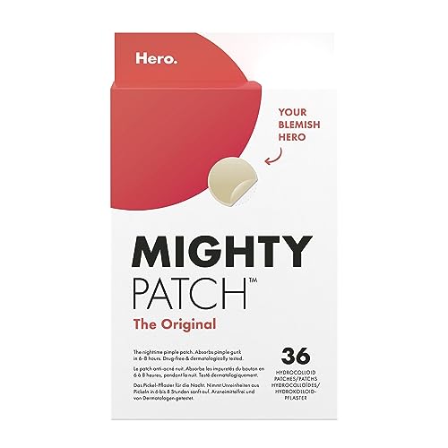 Mighty Patch Original Pickel-Patches von Hero Cosmetics, unsichtbare Hydrokolloid-Pflaster zur Aknebehandlung, 36 Stück von HERO COSMETICS