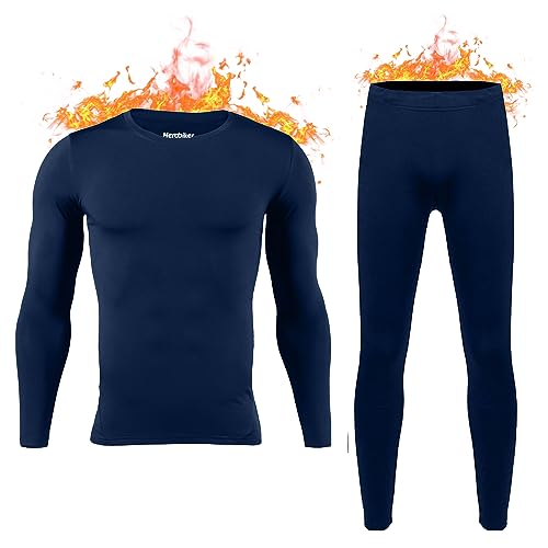 HEROBIKER Herren Thermo-Unterwäsche Set Skiing Winter Warm Base Layers Tight Long Johns Top & Bottom Set mit Fleece gefüttert Schwarz von HEROBIKER