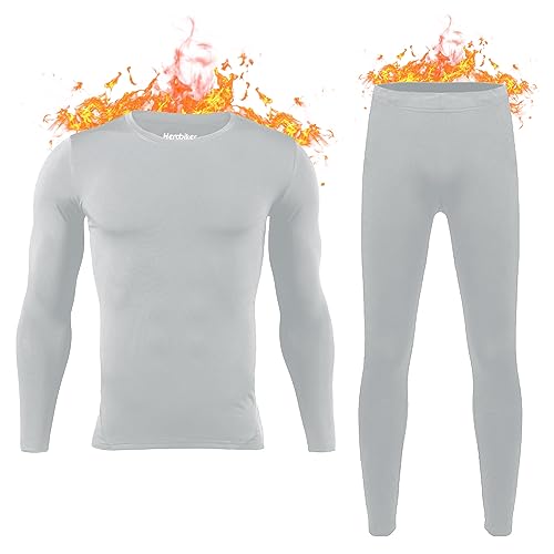 HEROBIKER Herren Thermo-Unterwäsche Set Skiing Winter Warm Base Layers Tight Long Johns Top & Bottom Set mit Fleece gefüttert Schwarz von HEROBIKER