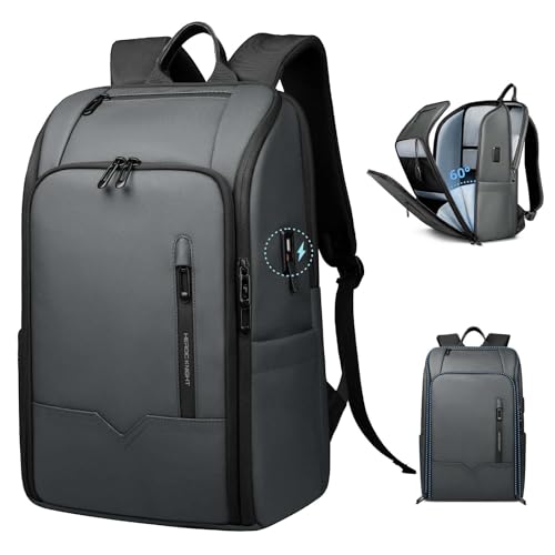 Business Rucksack Herren, Wasserdicht 15.6 Zoll Laptop Rucksack mit USB-Anschluss, Anti-Diebstahl Reiserucksack Handgepäck Tagesrucksack für Arbeit Geschäftsreise College Wandern-Dunkelgrau von HEROIC KNIGHT