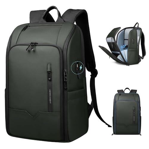 HEROIC KNIGHT Business Rucksack Herren, Wasserdicht 15.6 Zoll Laptop Rucksack mit USB-Anschluss, Anti-Diebstahl Reiserucksack Handgepäck Tagesrucksack für Arbeit Geschäftsreise College Wandern-Grün von HEROIC KNIGHT