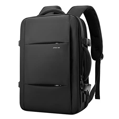 HEROIC KNIGHT Handgepäck Rucksack Herren Super Groß 17.3 Zoll Laptop Rucksack Wasserdicht Anti-Diebstahl 35 L Business Backpack mit USB-Anschluss Reiserucksack für Flugzeug,Arbeit,Uni,Schule-Schwarz von HEROIC KNIGHT