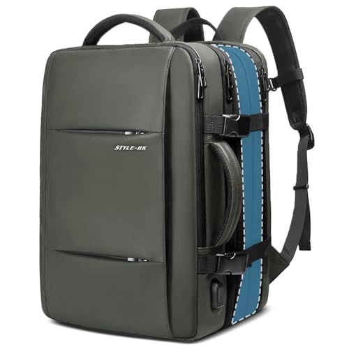 HEROIC KNIGHT Handgepäck Rucksack Herren Groß 17.3 Zoll Laptop Rucksack Wasserdicht Anti-Diebstahl 35 L Business Backpack mit USB-Anschluss Reiserucksack für Flugzeug,Arbeit,Uni,Schule-Grün von HEROIC KNIGHT