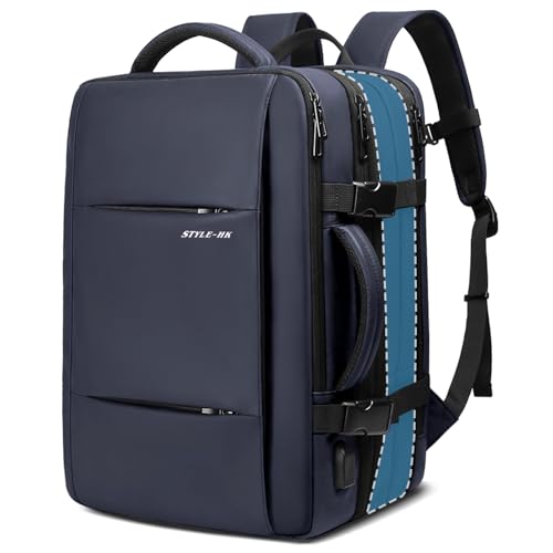 HEROIC KNIGHT Handgepäck Rucksack Herren Super Groß 17.3 Zoll Laptop Rucksack Wasserdicht Anti-Diebstahl 35 L Business Backpack mit USB-Anschluss Reiserucksack für Flugzeug,Arbeit,Uni,Schule-Blau von HEROIC KNIGHT