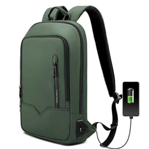 HEROIC KNIGHT Laptop Rucksack Herren Leicht Business Rucksack mit USB-Anschluss Wasserdichter Rucksack Herren Schulrucksack jungen 15,6 Zoll Laptop Backpack für Schule Arbeit Uni Reisen-Grün von HEROIC KNIGHT