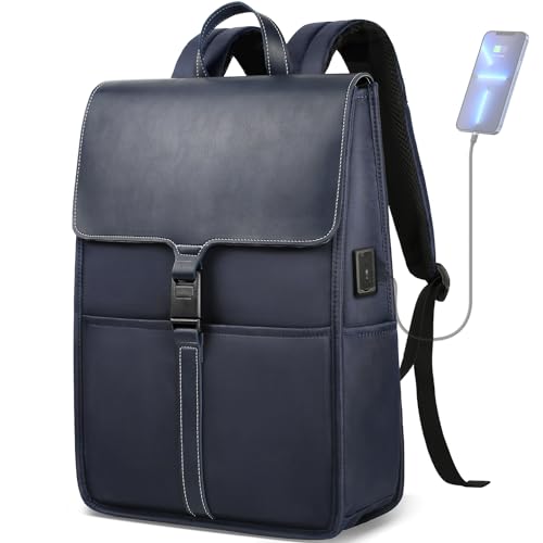 HEROIC KNIGHT Business Rucksack Herren Damen Wasserdicht Laptop Rucksack 15,6 Zoll Kompakter Daypack Elegant mit USB-Anschluss Anti-Diebstahl Backpack für Arbeit Uni Büro Reise-Dunkelblau von HEROIC KNIGHT