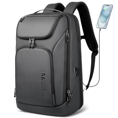 HEROIC KNIGHT Rucksack Herren Groß 30L Laptop Rucksack 17,3 zoll Business Rucksack Wasserdicht Reiserucksack mit USB-Anschluss Daypack Anti Diebstahl für Arbeit Business Reise- Dunkelgrau von HEROIC KNIGHT