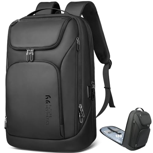 HEROIC KNIGHT Rucksack Herren Groß 30L Laptop Rucksack 17,3 zoll Business Rucksack Wasserdicht Reiserucksack mit USB-Anschluss Daypack Anti Diebstahl für Arbeit Business Reise-Schwarz von HEROIC KNIGHT
