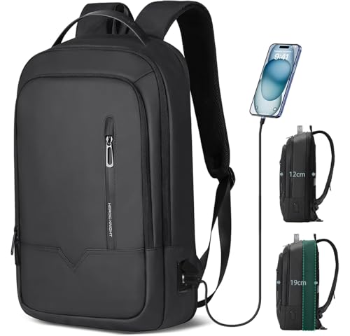 Rucksack Herren erweiterbarer Laptop Backpack 15,6 zoll Wasserdicht Business Rucksack mit USB-Anschluss Backpack Reiserucksack Handgepäck Casual Daypack für Arbeit Schule Uni Reisen - Schwarz von HEROIC KNIGHT
