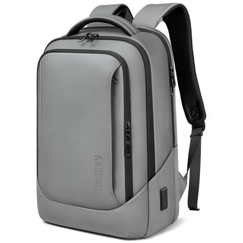 Laptop Business Rucksack Herren mit 15,6 Zoll laptopfach mit USB-Ladeanschluss Diebstahlsicher Handgepäck Tagesrucksack Wasserabweisende Multifunktion Laptoptasche für Arbeit Schule Reisen-Grau von HEROIC KNIGHT