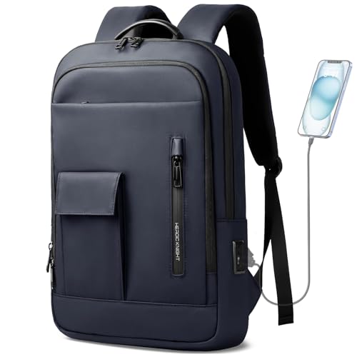 Laptop Rucksack Herren, Leicht Business Wasserdicht Rucksack mit USB-Anschluss Diebstahlsicher Klein Tagesrucksack Multifunktional Backpack für 17 Zoll Notebook für Arbeit Schule Uni Reisen-Blau von HEROIC KNIGHT
