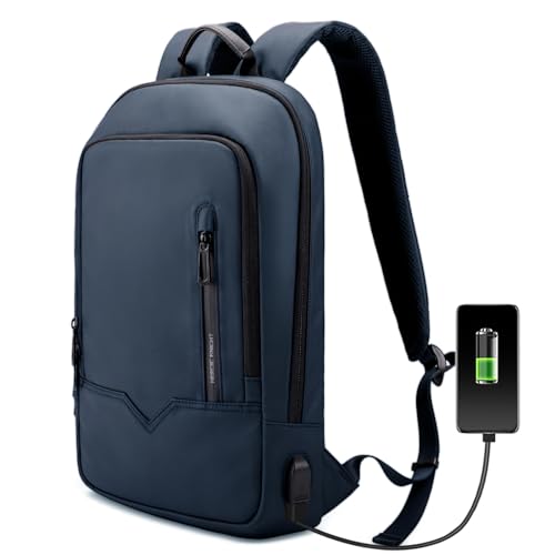 HEROIC KNIGHT Laptop Rucksack Herren Leichte Laptoptasche mit USB-Anschluss Wasserdichter handgepäck Business Rucksack mit 15,6 Zoll für Schule Arbeit Wandern Uni Reisen-Blau von HEROIC KNIGHT