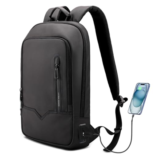 HEROIC KNIGHT Laptop Rucksack Herren Leicht Business Rucksack mit USB-Anschluss Wasserdichter Rucksack Herren Schulrucksack jungen 15,6 Zoll Laptop Backpack für Schule Arbeit Uni Reisen-Schwarz von HEROIC KNIGHT