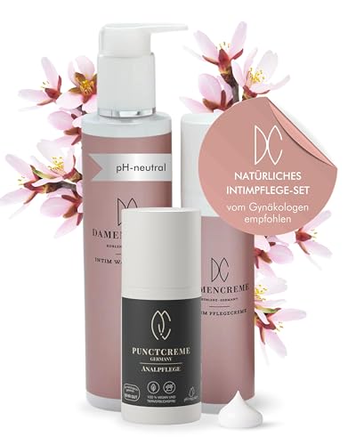 DAMENCREME Intim Pflege Set für Frauen I Intim Pflegecreme 75 ml, Duschgel 200 ml & Punctcreme 30 ml I Sanfte Reinigung I Vom Gynäkologen empfohlen I Dermatologisch getestet von HERRENCREME KOBLENZ · GERMANY