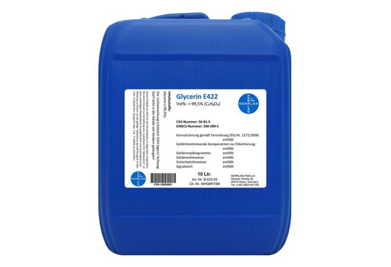 HERRLAN Rohseife Glycerin E422 - 99,5% - Pur VG zum Vorteilspreis, 10 Liter - Made in Germany von HERRLAN